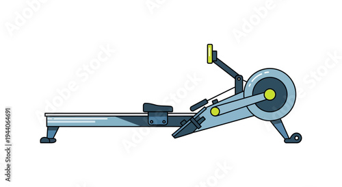 Illustration of a Rowing Machine for Fitness and Exercise.