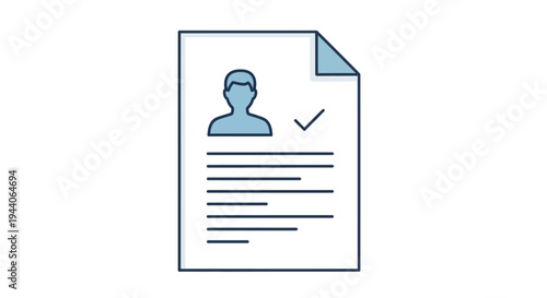 Illustration of a resume document with a profile icon and checkmark.