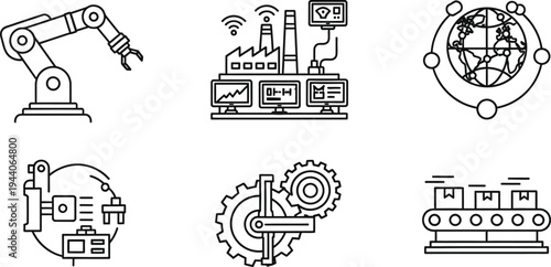 Industrial and manufacturing icons set