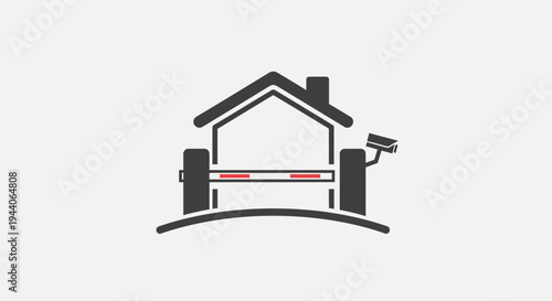 Home Security System with Barrier and Camera Icon.