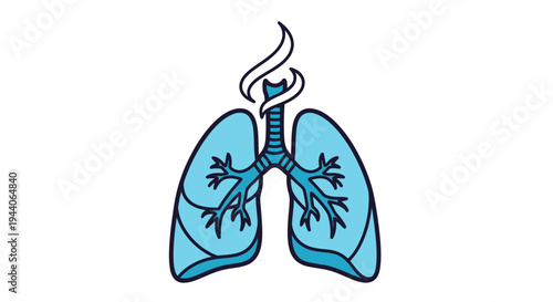 Illustration of human lungs with smoke coming out.