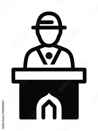 Vector of a person standing behind a podium giving a lecture