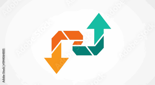 Interconnected Arrows Symbolizing Directional Change and Flow.