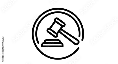 Justice Gavel Icon Symbolizing Law and Order.