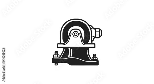 Industrial mechanical component with bolts and fasteners.