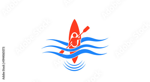 Kayaker paddling on blue wavy water with ripples.