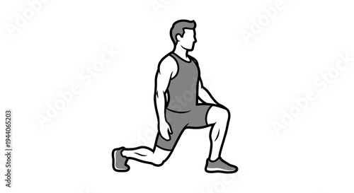 Man performing a forward lunge exercise for fitness.