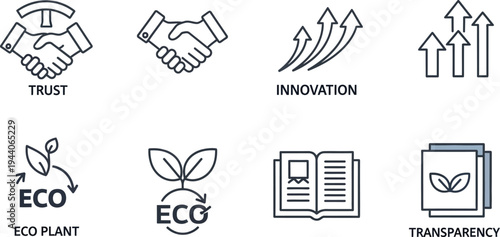 Eco friendly business and sustainability icons