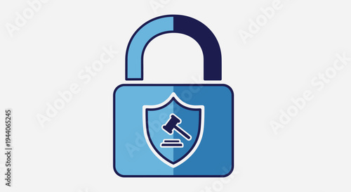 Legal Protection Security Lock Symbol with Gavel Icon.