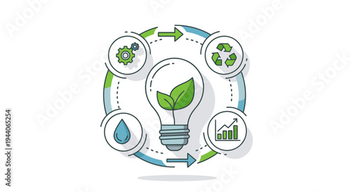 Lightbulb with green leaves symbolizing eco-friendly innovation and sustainability.