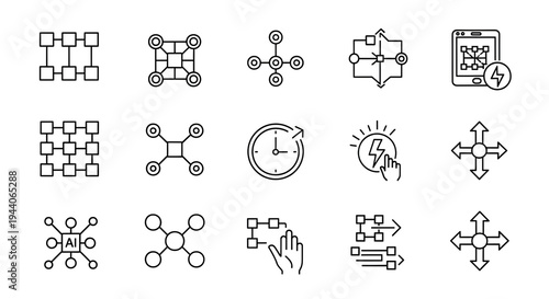Wallpaper Mural Set of 15 business and technology icons vector isolated on White Background Torontodigital.ca