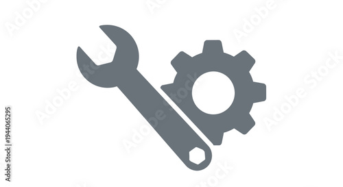 Mechanical Wrench and Gear Icon Representing Industry and Engineering.