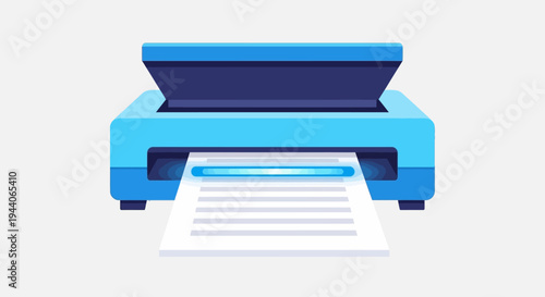 Modern Blue Printer Machine Printing Document Clearly.