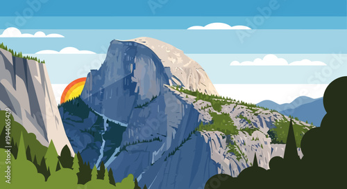 Majestic Mountain Peak Under a Bright Sun.