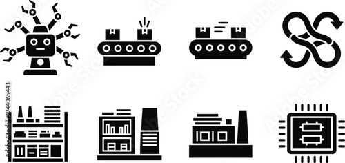 Industrial and technological icons set