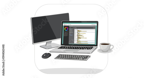Modern Computer Setup for Coding and Design Work.