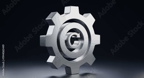 Metallic Gear with Copyright Symbol Inside.