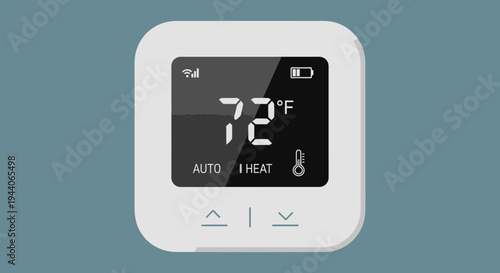 Modern Digital Thermostat Displaying Temperature and Settings.