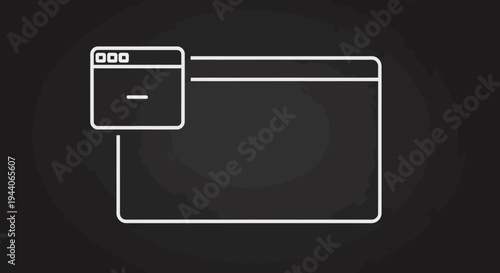 Minimalist Line Art of Computer Window Interface Elements.