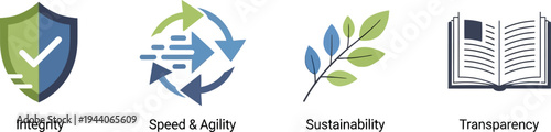 Eco friendly business strategy icons