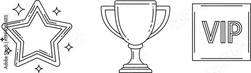Vip award icons featuring star and trophy symbols