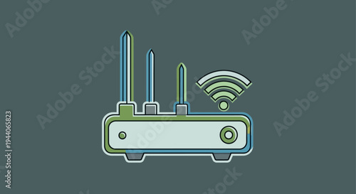 Modern Wireless Router with Multiple Antennas and Wi-Fi Signal.