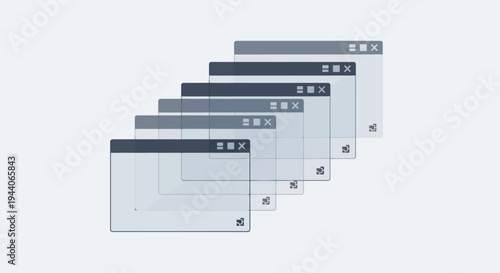 Multiple overlapping browser windows displayed in a row.