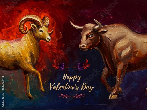 Ram and Bull Valentine's Day Artwork
