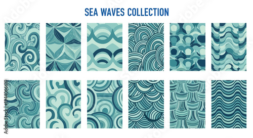 Intricate underwater patterns in a sea waves collection with mesmerizing textures Vector