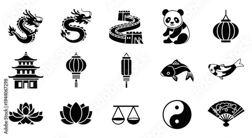 Colorful abstract vector illustration of modern digital art with Chinese cultural elements