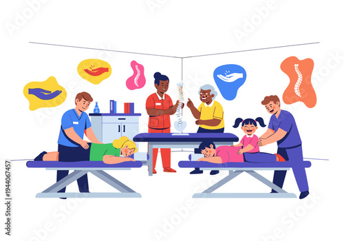 Chiropractic care for all ages: adults, children, and seniors receiving spinal adjustments