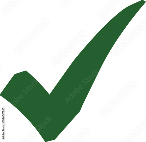 A large green check mark on a white background