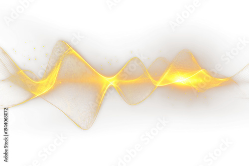 Luminous Golden Energy Wave Lines on Dark Background for Technology Light Overlay Design Element PNG