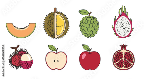 Colorful tropical fruits isolated on white