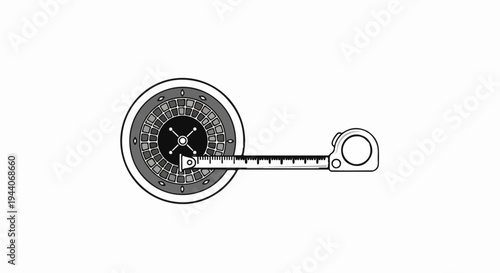 Roulette wheel with tape measure extending to the right, symbolizing measurement
