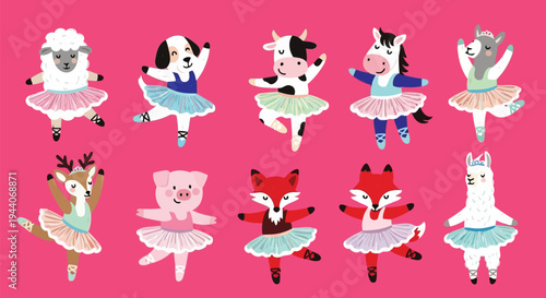 Vibrant pink textured dance character colorful children art illustration