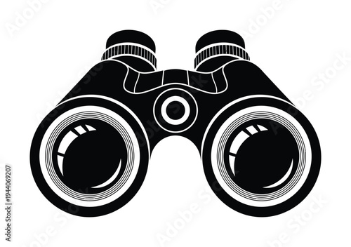 Vector of binoculars with a view of the lenses and adjustment knob