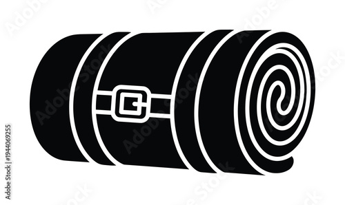 Vector of a rolled-up gym mat secured with a buckle