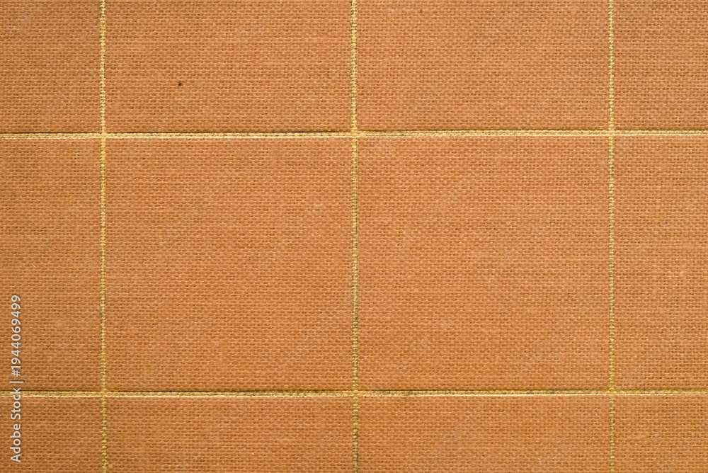 Fototapeta premium Vintage Orange Canvas Texture Background with Gold Grid Pattern