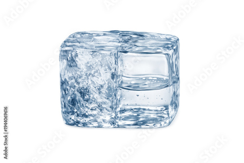 Cold ice cube melting with water inside