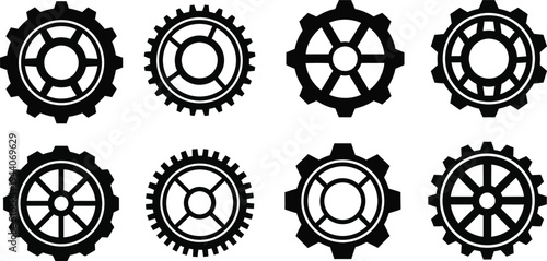 Set of 8 gear icons vector