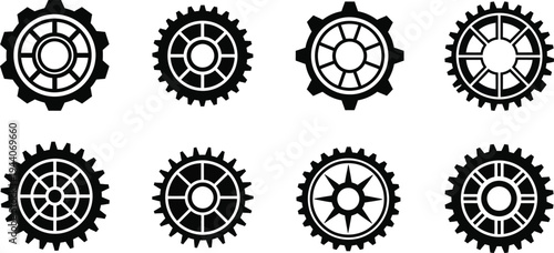 Set of 8 gear icons vector