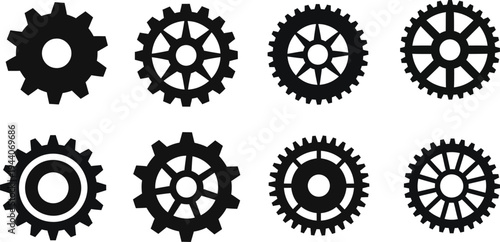 Set of 7 gear icons vector
