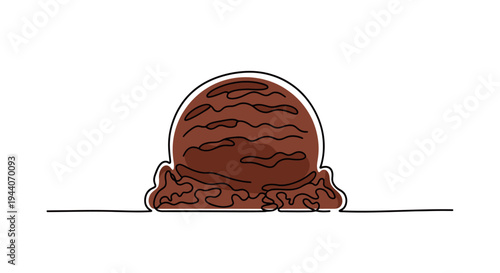 Illustration of a melting chocolate ice cream scoop