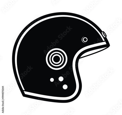 Vector graphic illustration of a classic retro motorcycle helmet with thick padding