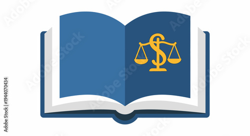 Open Book with Scales of Justice Symbol.