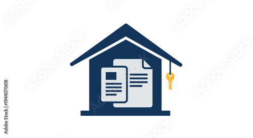 Real Estate Property Documents and Key Icon.
