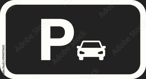 Parking Sign With Car Icon For Transportation Services.