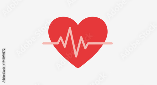 Red Heart with Electrocardiogram Line Symbolizing Health.