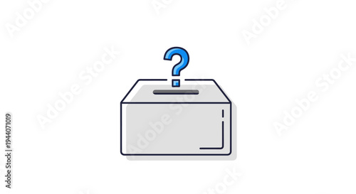 Question Mark Above Ballot Box Illustration.